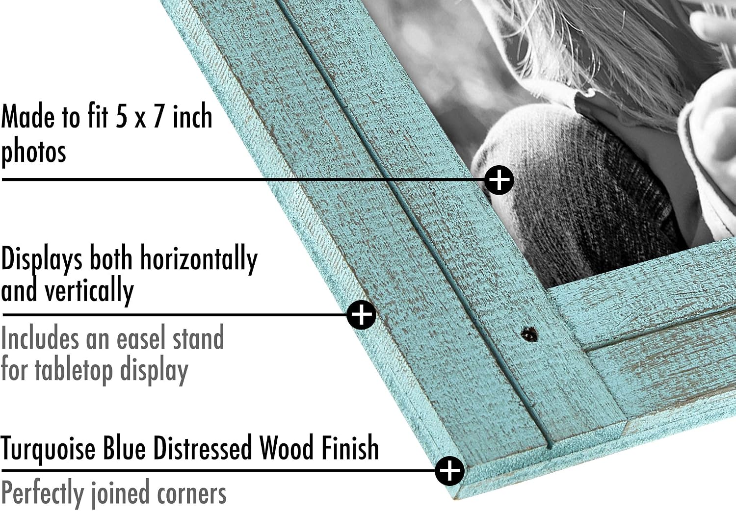 Americanflat Hinged 5x7 Double Picture Frame with 2 Photo Openings and Polished Glass - Distressed Wood Collage Picture Frames for Tabletop and Wall Display - Hampton Collection - Turquoise Blue