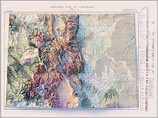 Muir Way Shaded Relief Elevation Map of Colorado - Vintage-Style Topographic Wall Art - Unframed Flat Paper Print, 32x24