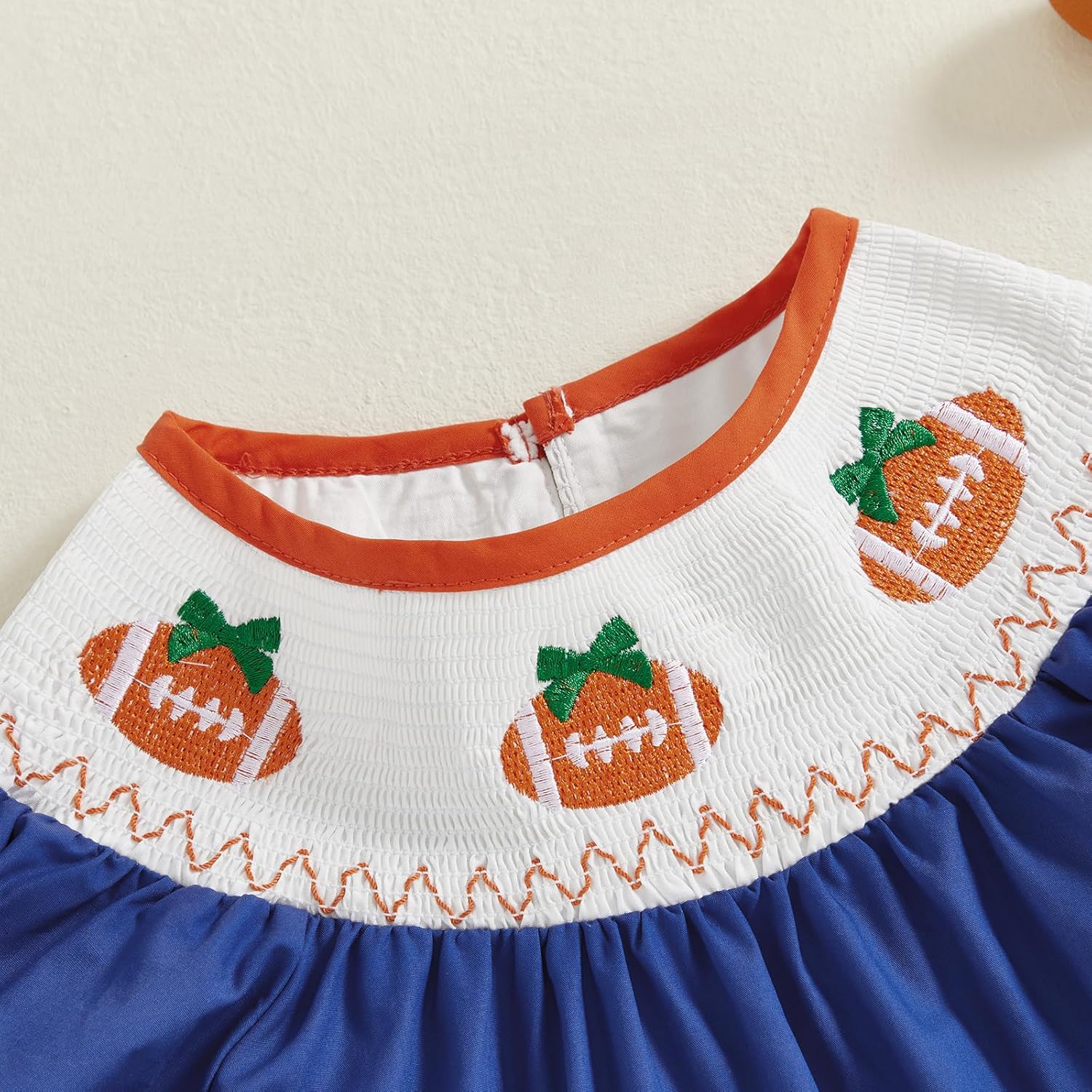Toddler Baby Girl Dress College Football Game Day Outfit Puff Short Sleeve Smocked Bubble Dresses Playwear - Image 3