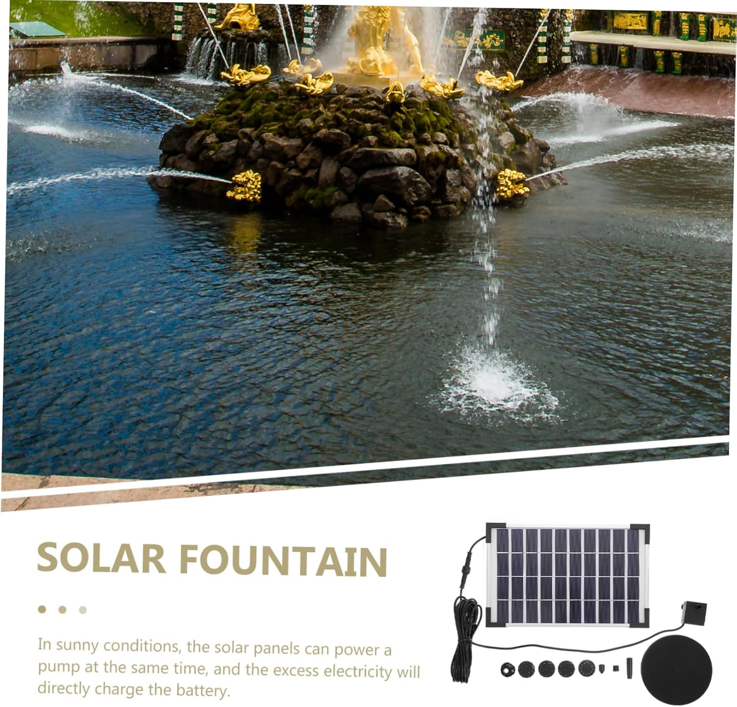 BESPORTBLE 1set Solar Miniature Floating Fountain Nozzle Pump for Outdoor Garden Decoration Water Spray Height Lightweight and Easy to Install
