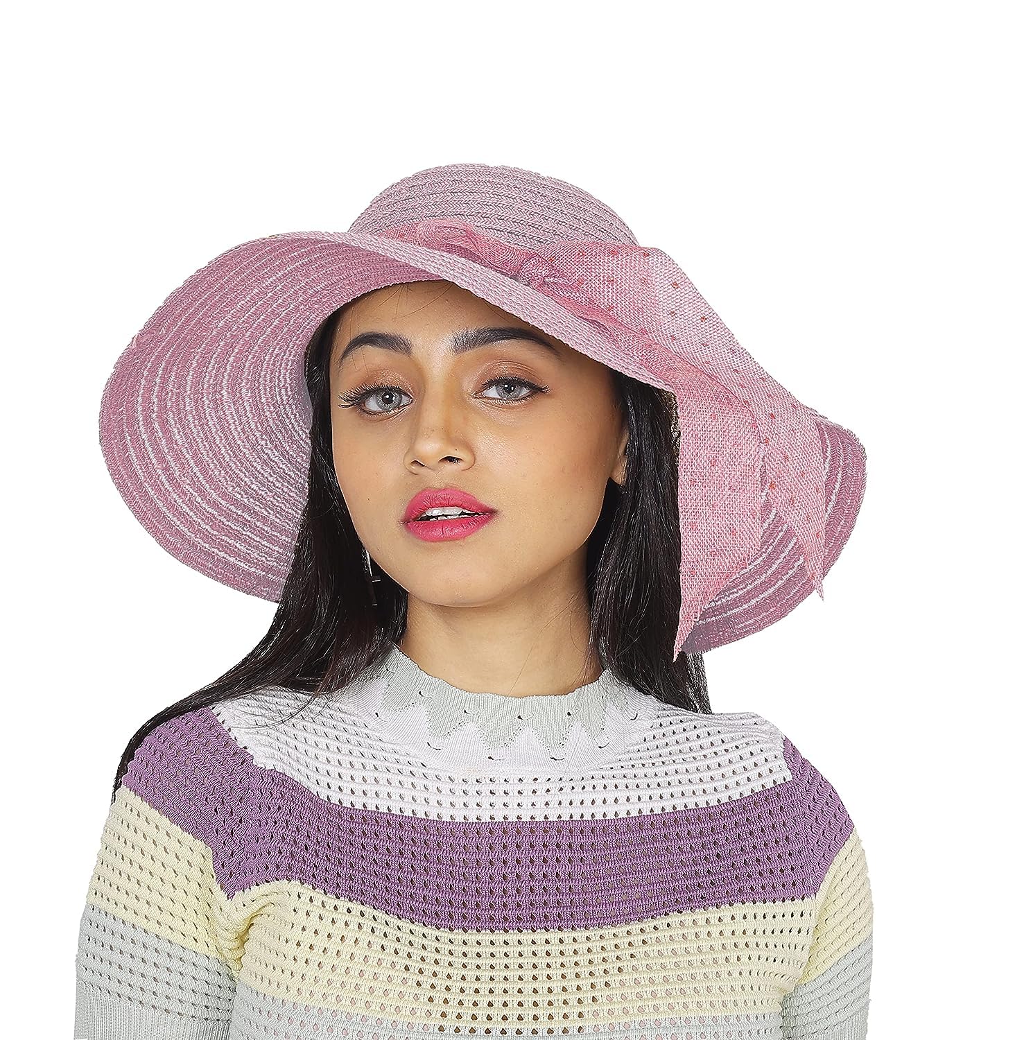 SariteSummer Hat Floppy Sun Hat with Wide Brim Beach Hat for Women Pink