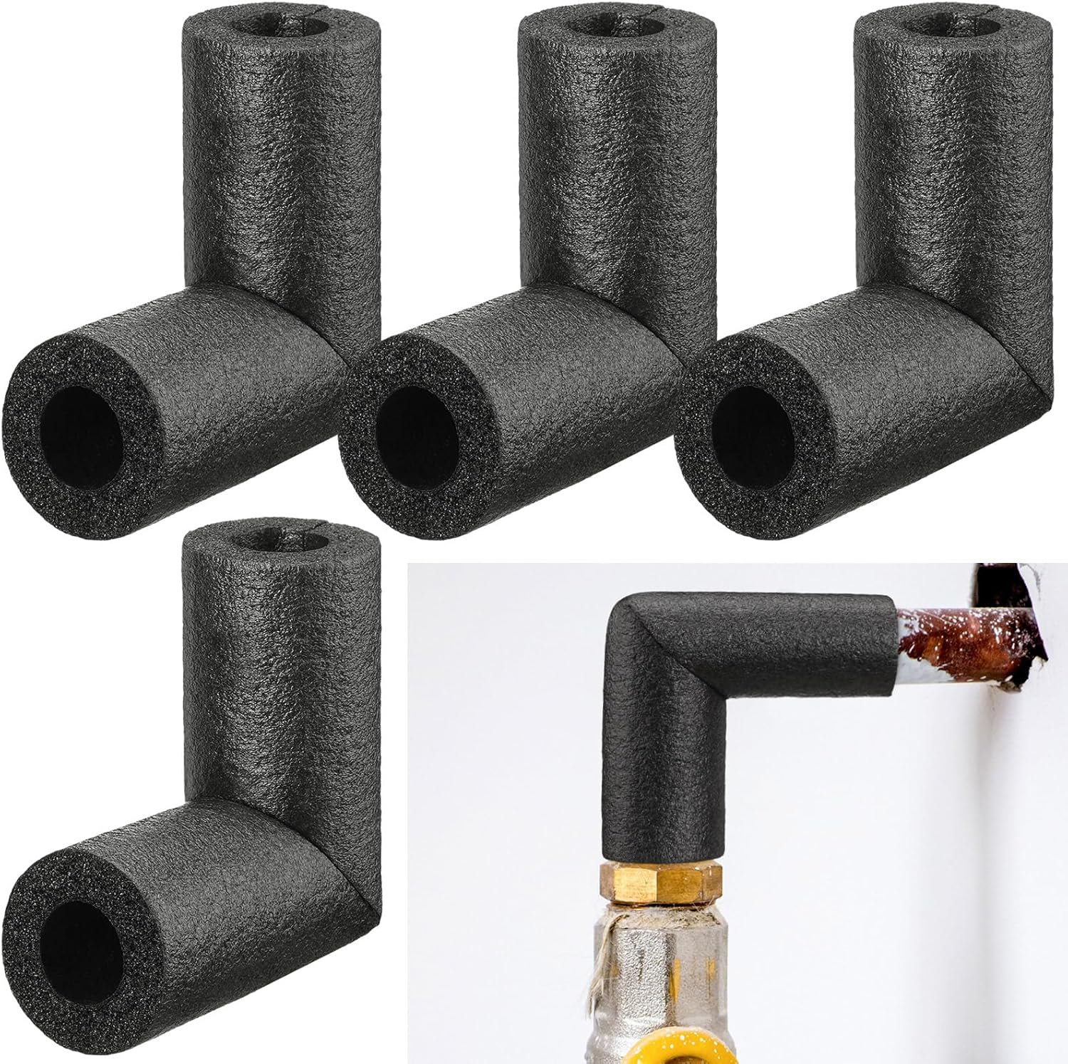 Frienda 4 Pack Elbow Insulation Tubing Elbows Water Pipe Insulation