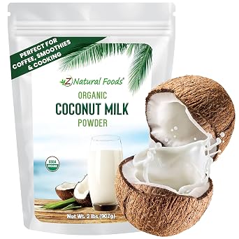 Z Natural Foods Organic Coconut Milk Powder - Dairy-Free Creamer | USDA Organic, Unsweetened, Dairy-Free, Gluten-Free, Non-GMO, With MCTs, Contains Tree Nuts, For Coffee & Smoothies