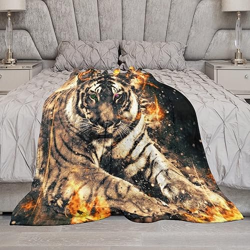 Miniatura 5 de Tiger with Fire Flannel Fleece Throw Blanket Soft Warm Lightweight Fuzzy Plush Blankets for Bed Couch Sofa 60x80