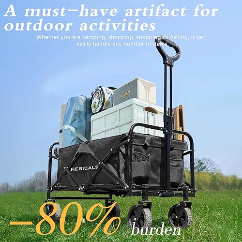 Miniatura 8 de Carro plegable, carrito plegable para comestibles, pequeño carrito de comestibles con ruedas, plegable, vagón de playa, apartamento, campamento,