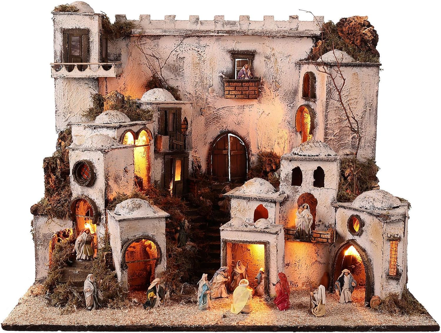 Complete Arab Nativity Scene with fire 65x75x50 for 6 cm Nativity Scenes, EmptyDepth: 50 cm|Statues Height: 6 cm|Width: 75 cm|Height: 65 cm
