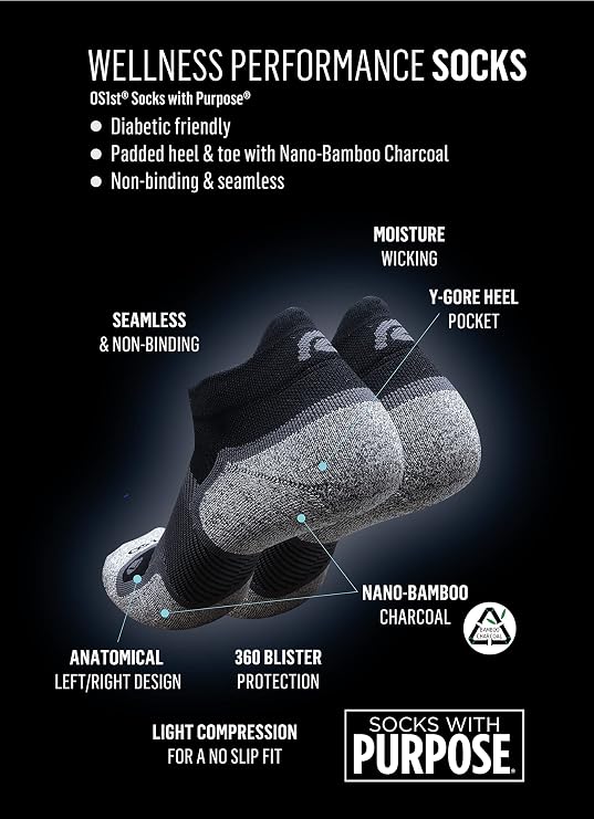 Road Runner Sports R-Gear OS1st Ultimate Performance No Show Socks for Men and Women, Black, XL, (3 Pairs)