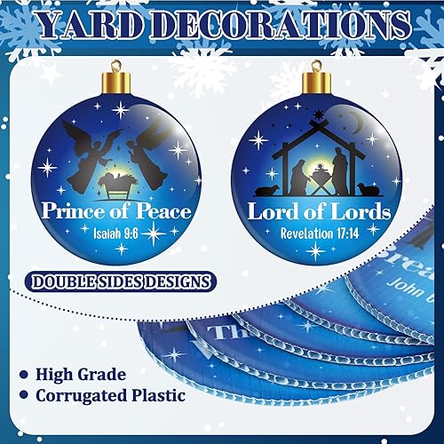 Miniatura 3 de Ceenna 24 adornos grandes de Navidad para exteriores, adornos de belén de doble cara, bolas de Navidad grandes, decoraciones cristianas colgantes
