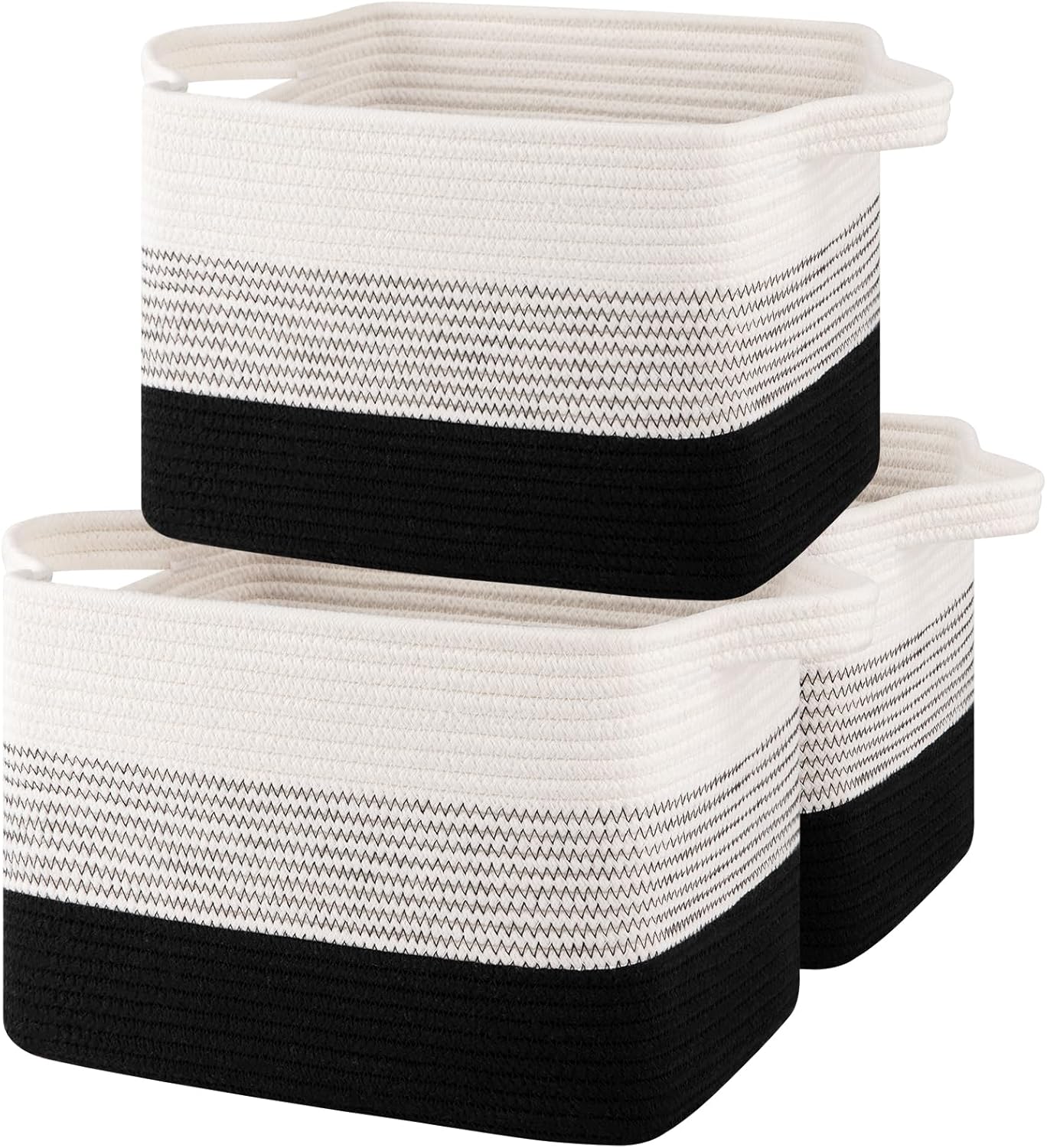 Storage Baskets for Organizing, Woven Baskets for Shelves, Rectangle Decorative Organizer for Storage Clothes, Toy, Books, Towels Nursery Bins 3 Pack (Gradient Black) Gradient Black 13"x9.85"x8.7"