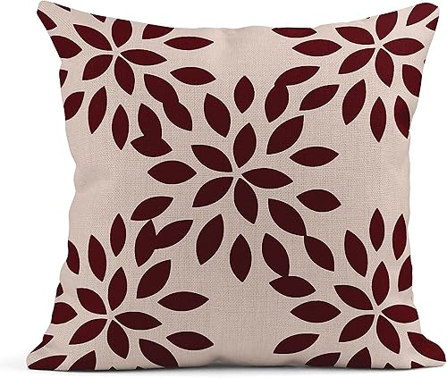 Miniatura 3 de Emvency Juego de 4 fundas de almohada geométricas modernas, color rojo vino y blanco, con palabras dulces y triángulos, ondas, flechas, fundas de