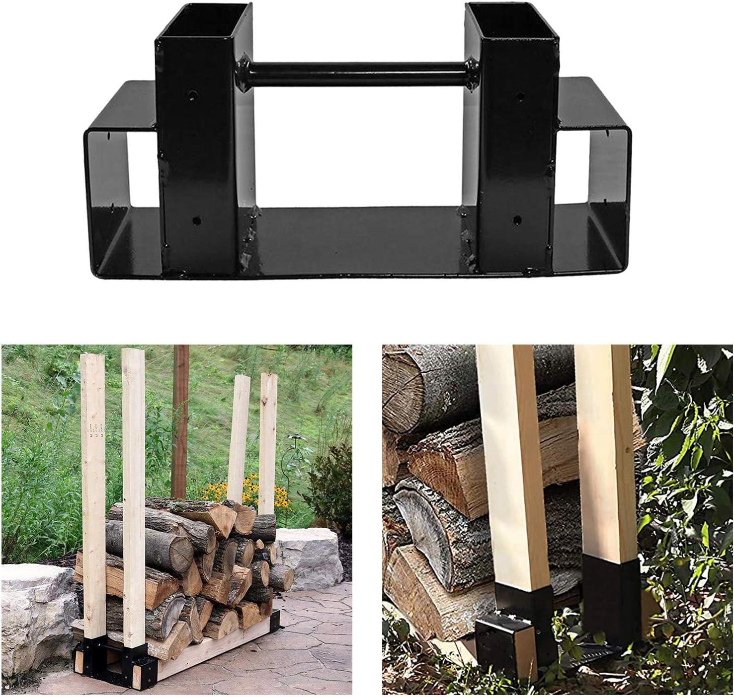 Firewood Holder Firewood Log Storage Rack Bracket Kit Fireplace Wood Storage Holder Storage Stand for Fireplace Indoor/Outdoor Firewood Rack,