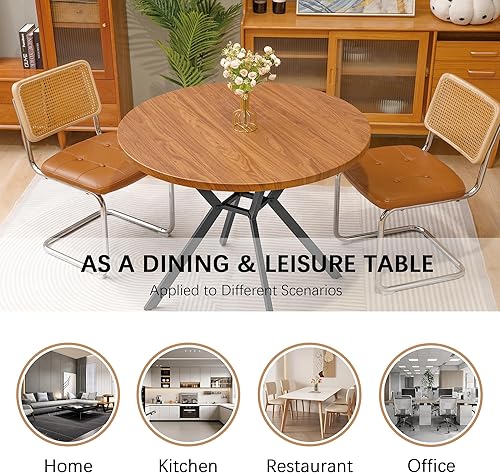 Miniatura 7 de LTTROMAT Mesa de comedor redonda moderna para 4 personas, mesa de comedor de cocina de 39 pulgadas con mesa de mármol sintético blanco y base dorada