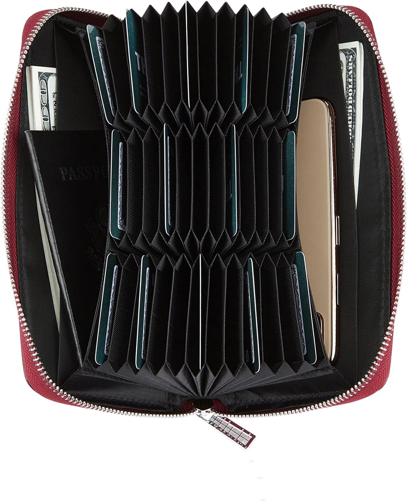 Women 36 Slots RFID Blocking Card Holder Large Long Leather Zipper Organizer Accordion Wallet
