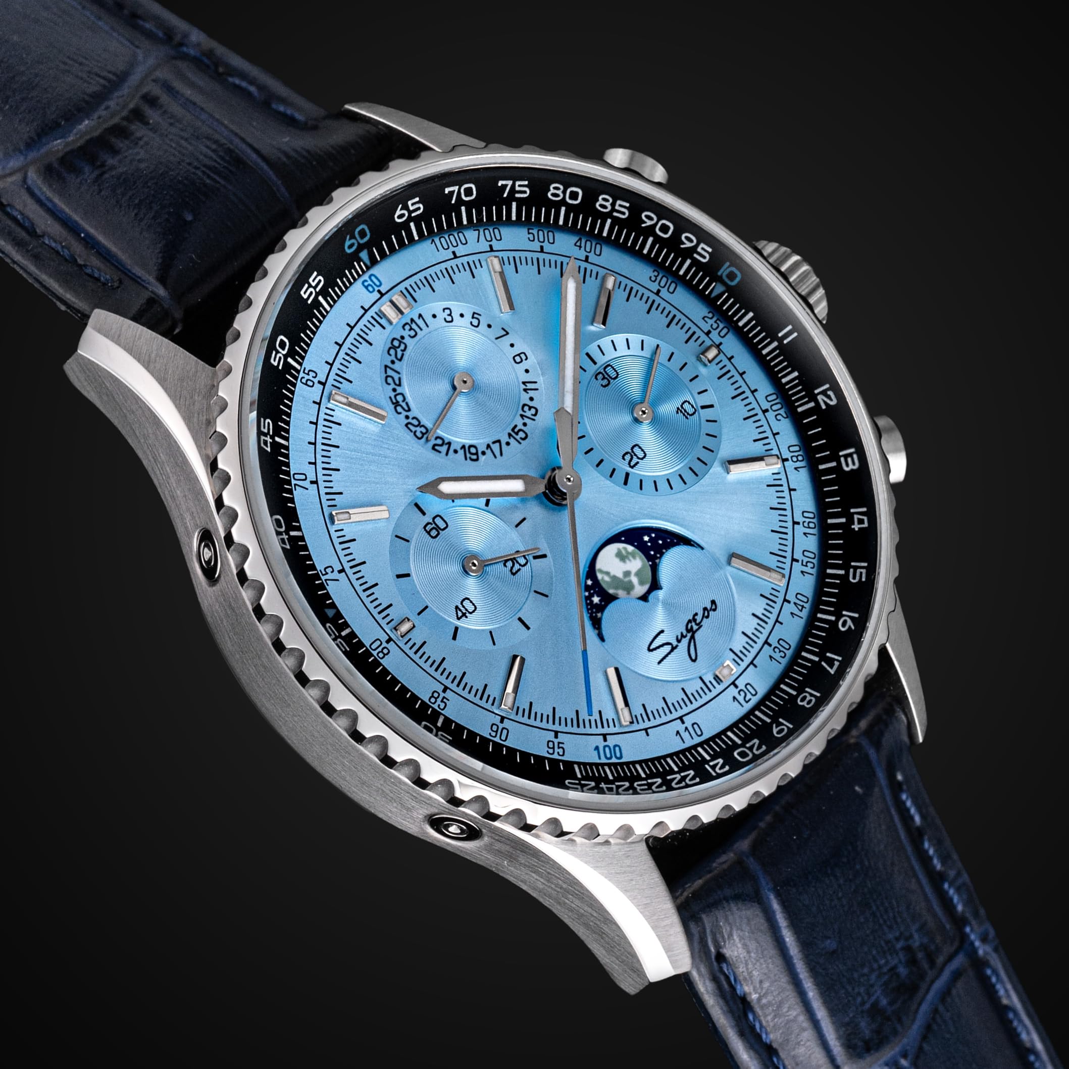 Sugess S468.SE.E MoonPhase Master Gold Swan Neck Seagull ST1908 Saphirglas Mechanisches Uhrwerk Herren Chronograph mechanische Herrenuhr 1963