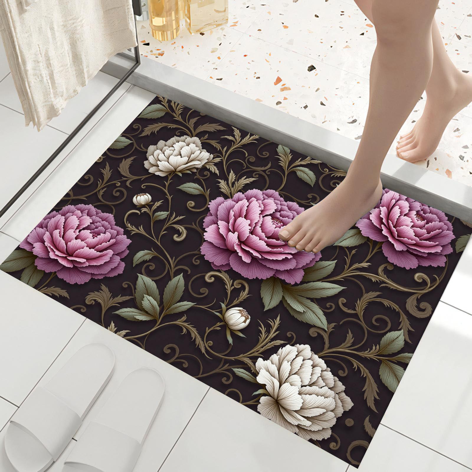 Tapis de bain antidérapant en microfibre 90x150cm pour entrée et douche