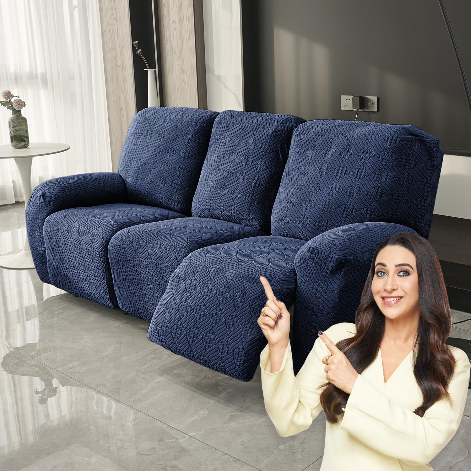 HOKIPO Recliner Sofa Cover - Navy Blue -32
