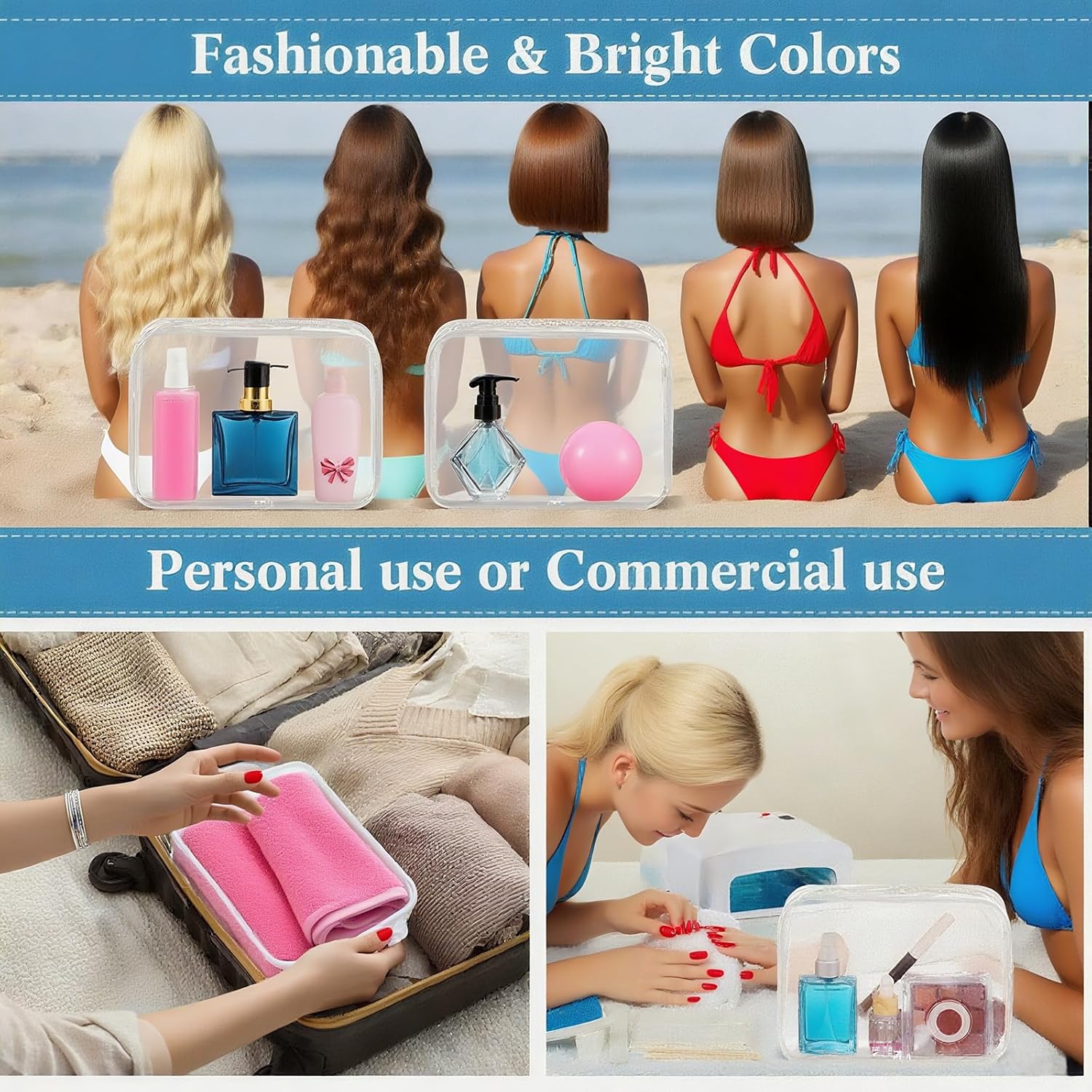 100 Pcs Clear Makeup Bags Bulk Tsa Approved Toiletry Bag for Travel Transparent Cosmetic Bag PVC Waterproof Travel Small Pouches with Zipper for Men and Women (Black) - Image 6