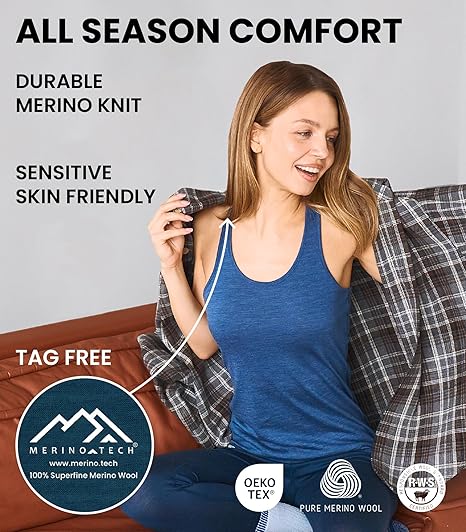 Merinowol Tank Top Dames - Actieve Merino Wol Ondershirt Vochtafvoerend