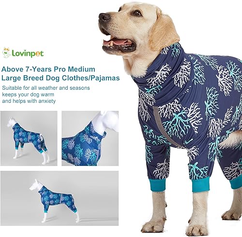 Miniatura 7 de LovinPet Pijama tipo bóxer para perros  Protección UV y cuidado de heridas, alivio de la ansiedad, tela elástica ligera, rayas reflectantes,