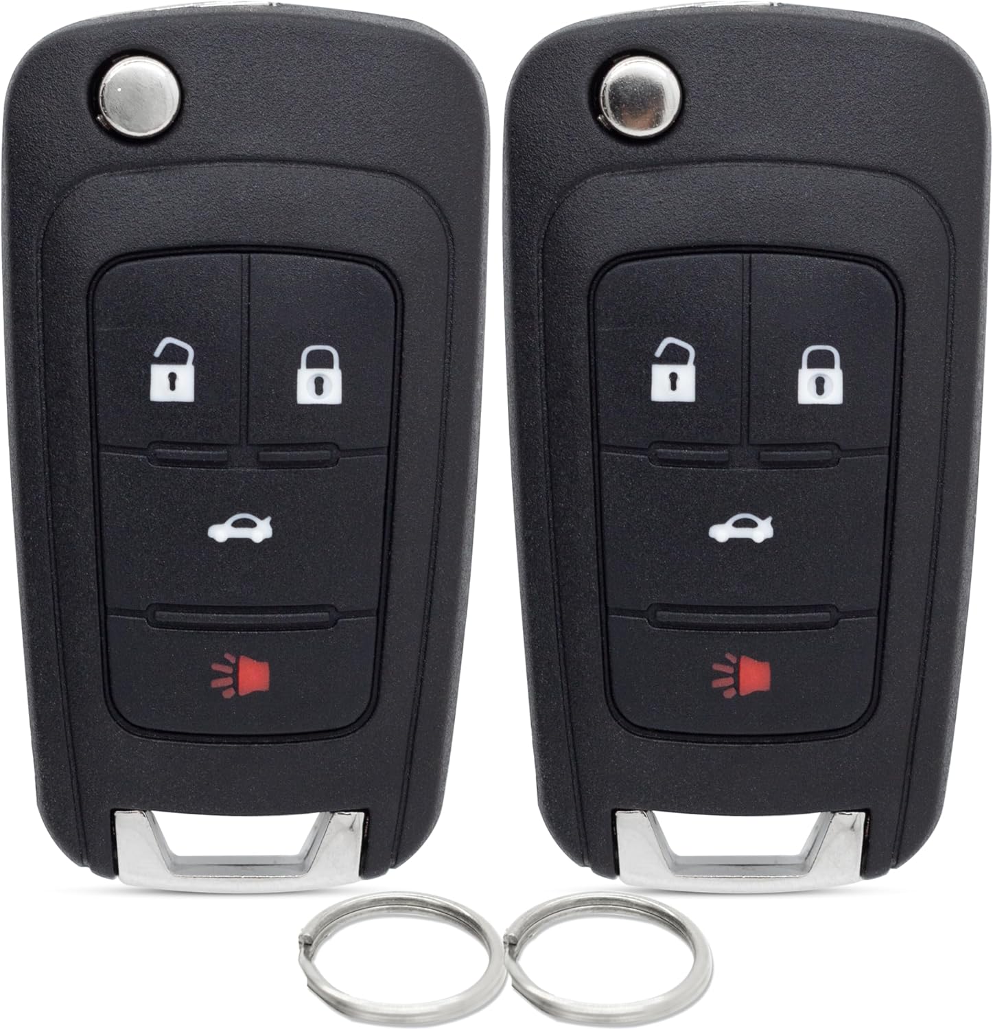Keyless Entry 2 Pack Flip Key Fob Replacement Fits for Chevy Cruze Equinox Camaro Impala Malibu Sonic GMC Terrain Buick Encore Regal Verano Encore Lacrosse 2010-2019 with FCC ID: OHT01060512 13504200
