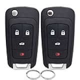 Keyless Entry 2 Pack Flip Key Fob Replacement Fits for Chevy Cruze Equinox Camaro Impala Malibu Sonic GMC Terrain Buick Encore Regal Verano Encore Lacrosse 2010-2019 with FCC ID: OHT01060512 13504200