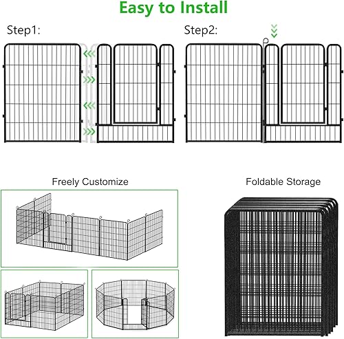 Vista 38 de Valla de jardín decorativa sin excavación con puerta, paneles de valla de metal inoxidables, 40 pulgadas de alto x 101 pies de largo, valla