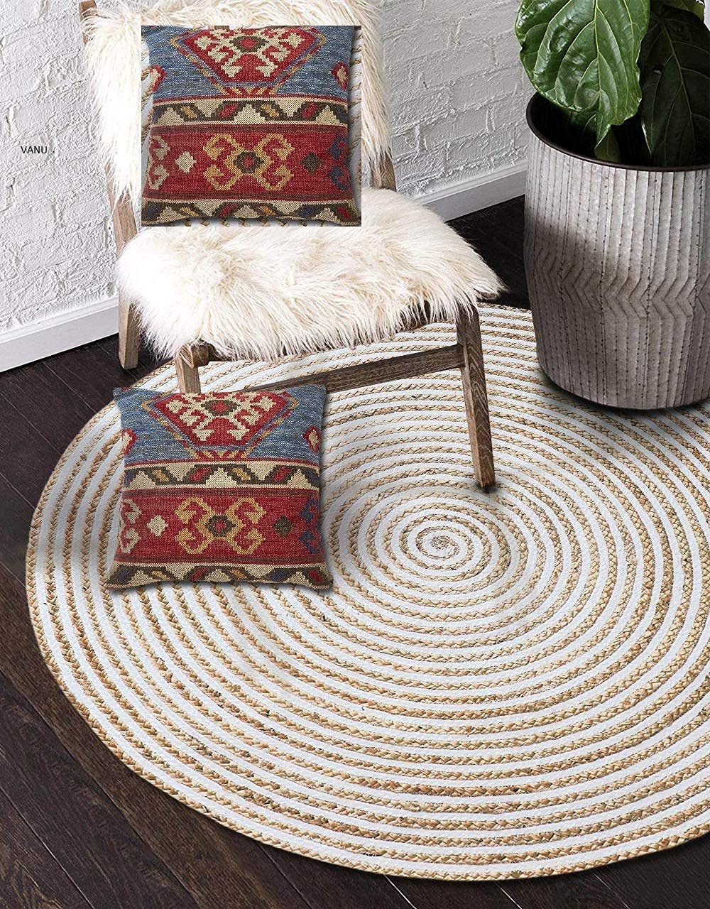 Handwoven Jute Rug - Natural & Reversible -32