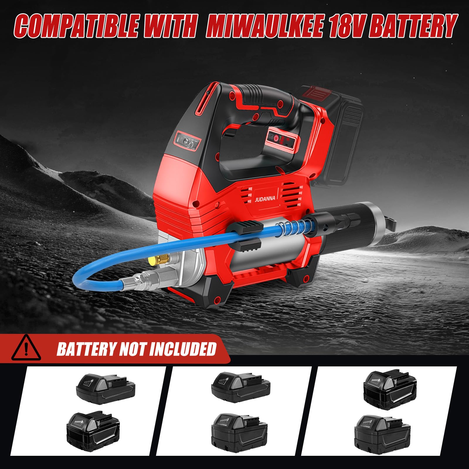 Pistola engrasadora eléctrica para batería Milwaukee M18, 12000 PSI 170 g/min, 18 V, motor sin escobillas, luz LED, regulación de velocidad de 3 niveles para máquinas pesadas (sin batería y cargador)