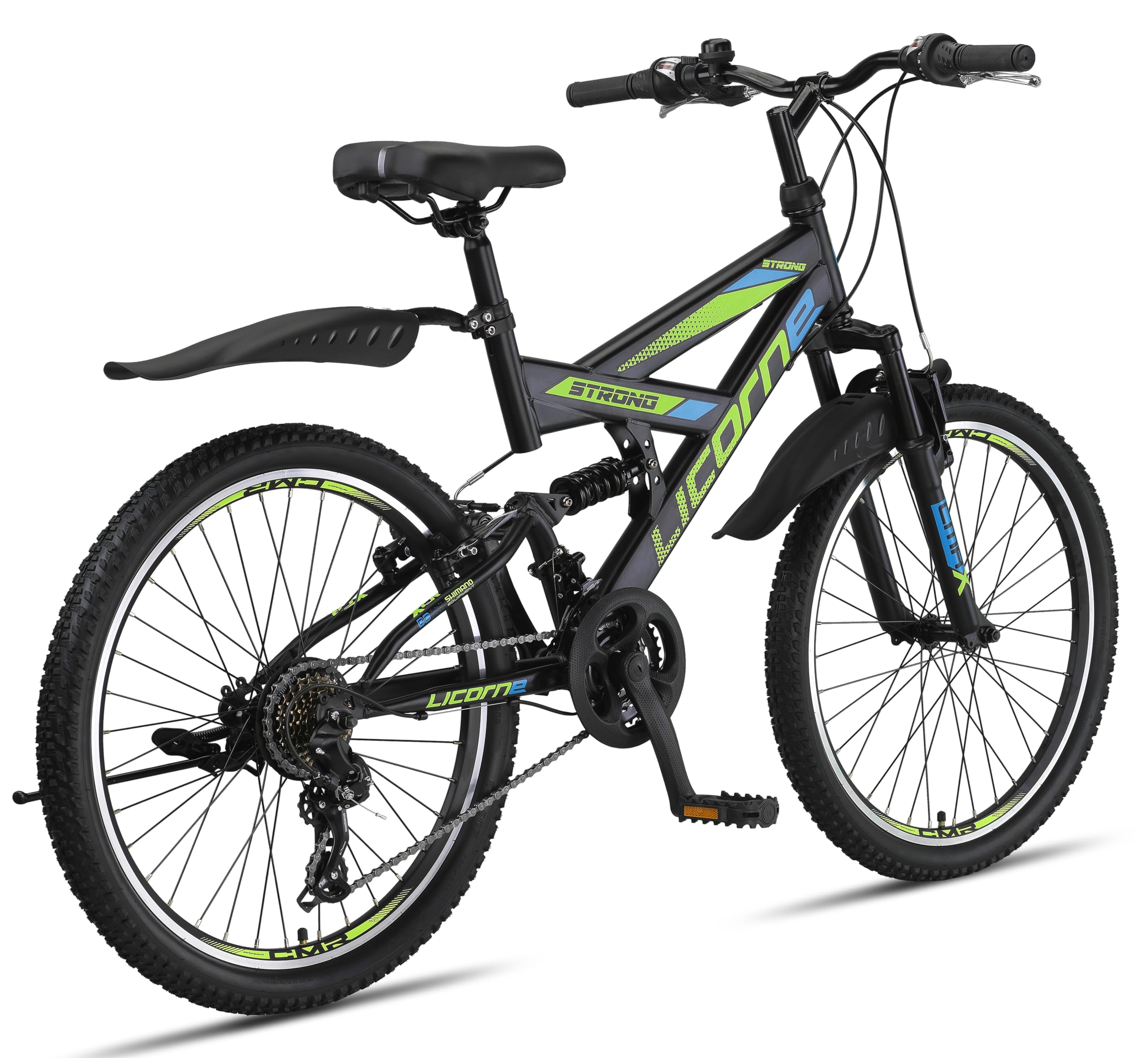 Licorne Bike Premium Strong V Mountainbike in 24 und 26 Zoll - Fahrrad für Jungen, Mädchen, Damen und Herren - 21 Gang-Schaltung - Vollfederung
