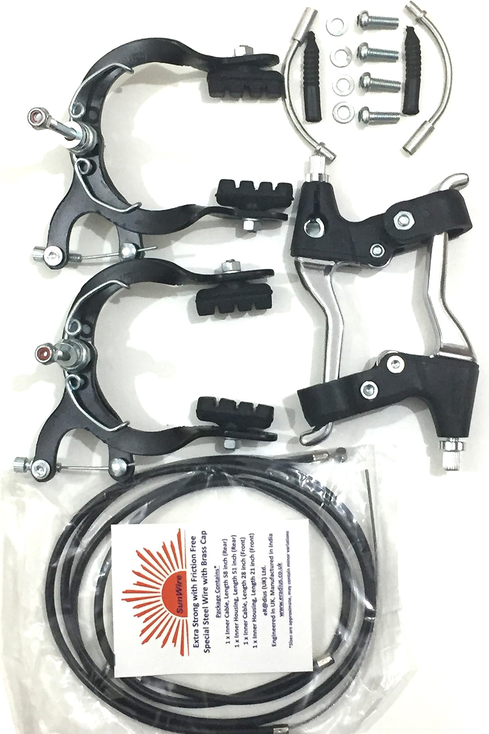 Complete Mountain Bicycle Caliper Brake Set Cables Alloy Lever Set BMX MTB Bikes Old School Caliper