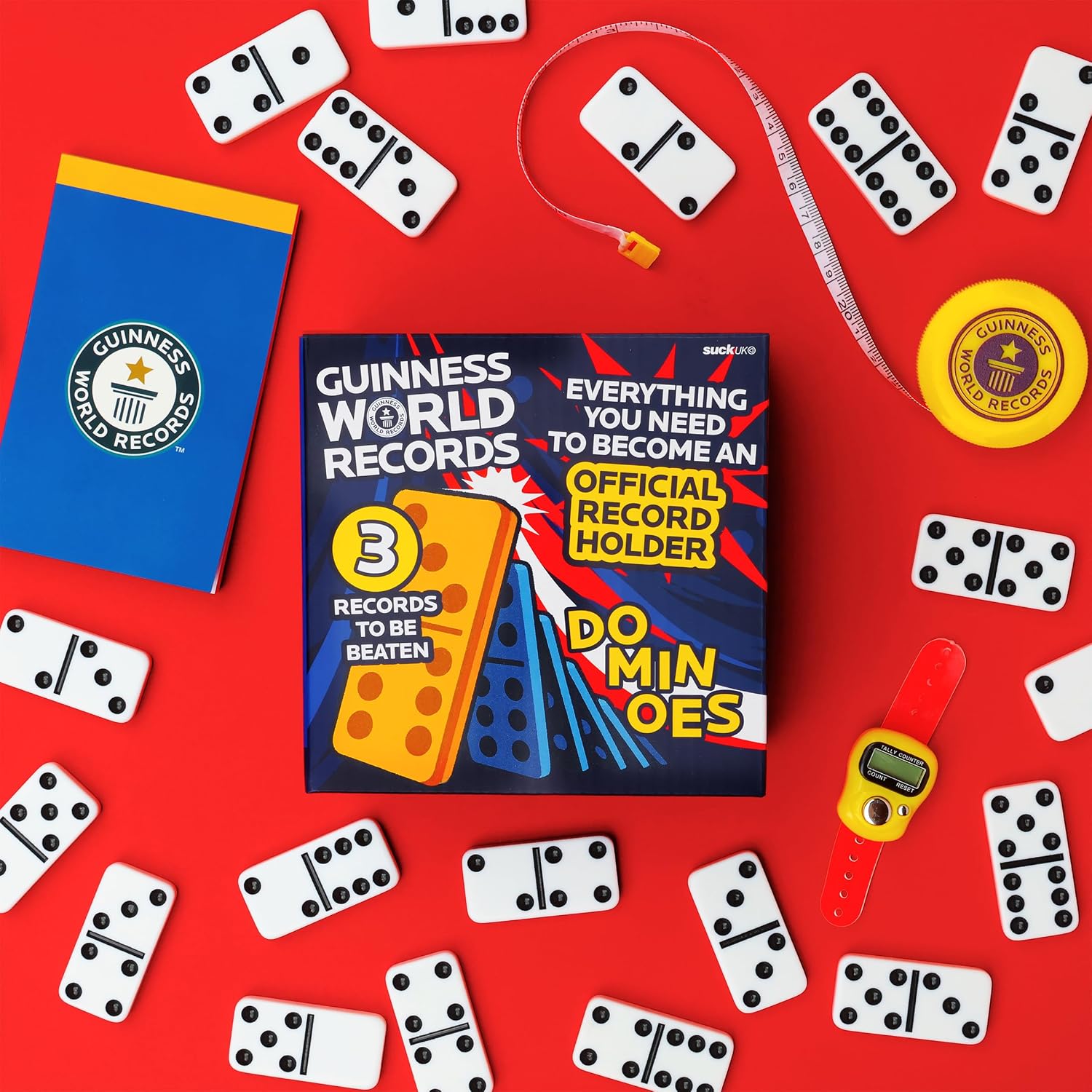 Guinness World Records 2026 Dominoes Record Breaker Kit - World Record Holder Kit - Dominoes Set for Kids - Travel Board Game - Achievement Breaking Games - Guinness Book Records - Stocking Fillers