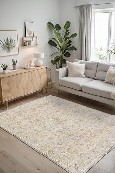 Leysa  nil Vintage Kaymaz Pamuk Tabanl  Y kanabilir Antibakteriyel Salon Hal s  80x150