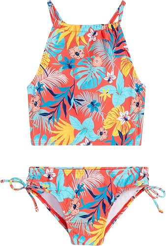 Kanu Surf Girls' Daisy Beach Sport Halter Tankini, Nellie Coral, 14