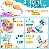 Vista 4 de iPlay, iLearn Cubo de Tablero Ocupado 10 en 1 para Bebé, Juguete Sensorial Montessori para Niños Pequeños de 1-3, Viaje en Asiento de Carro Infantil