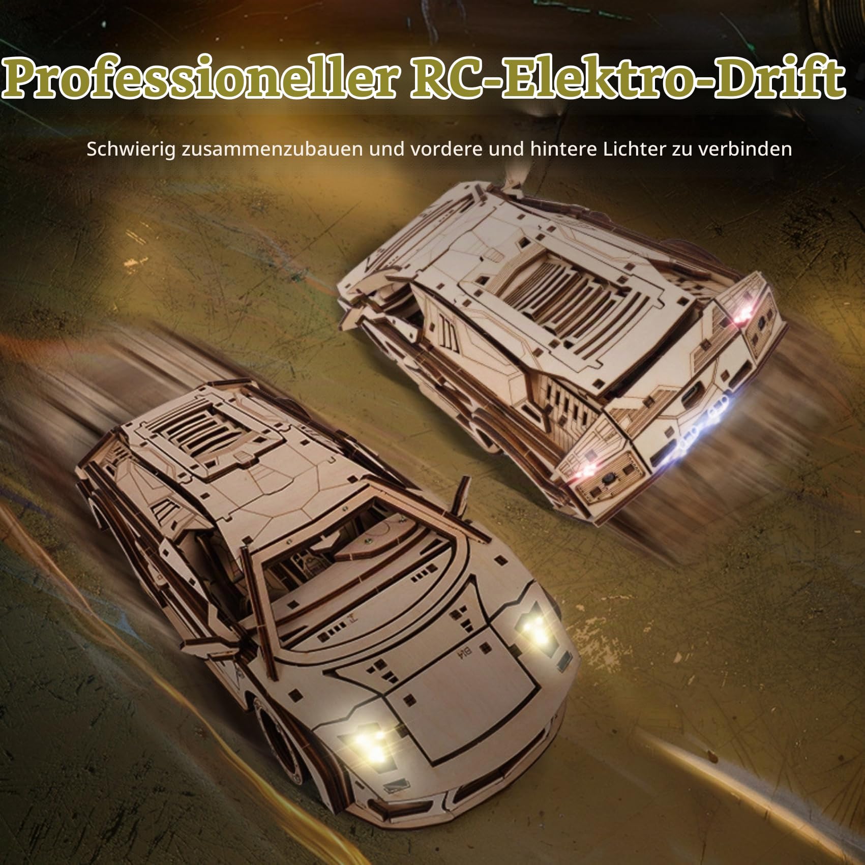 3D Holzpuzzle Erwachsene Auto Ferngesteuert, RC Sportwagen Modellbausatz aus Holz mit Motor Mechanisches DIY Fahrzeug Bastelset Holzbausatz Modellauto, Kreatives Geschenk & Modellbau Hobby