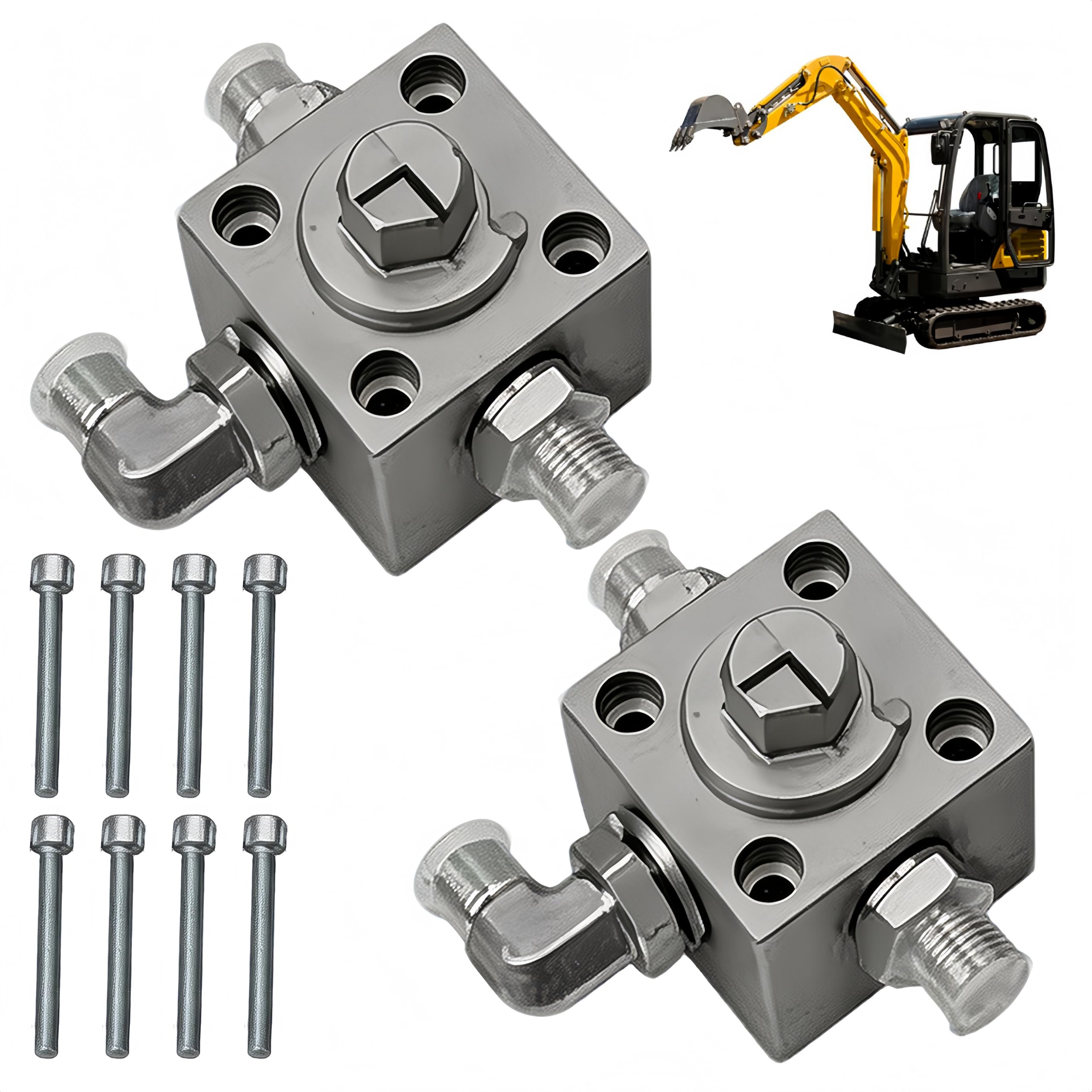 Vanne D'accélérateur, 2 Pièces de Vanne de Dérivation 3 Voies pour Mini Pelle Hydraulique Vannes D'étranglement pour Petite Excavatrice Pièces Détachées pour Distributeur D'accélérateur de Mini-Pelles