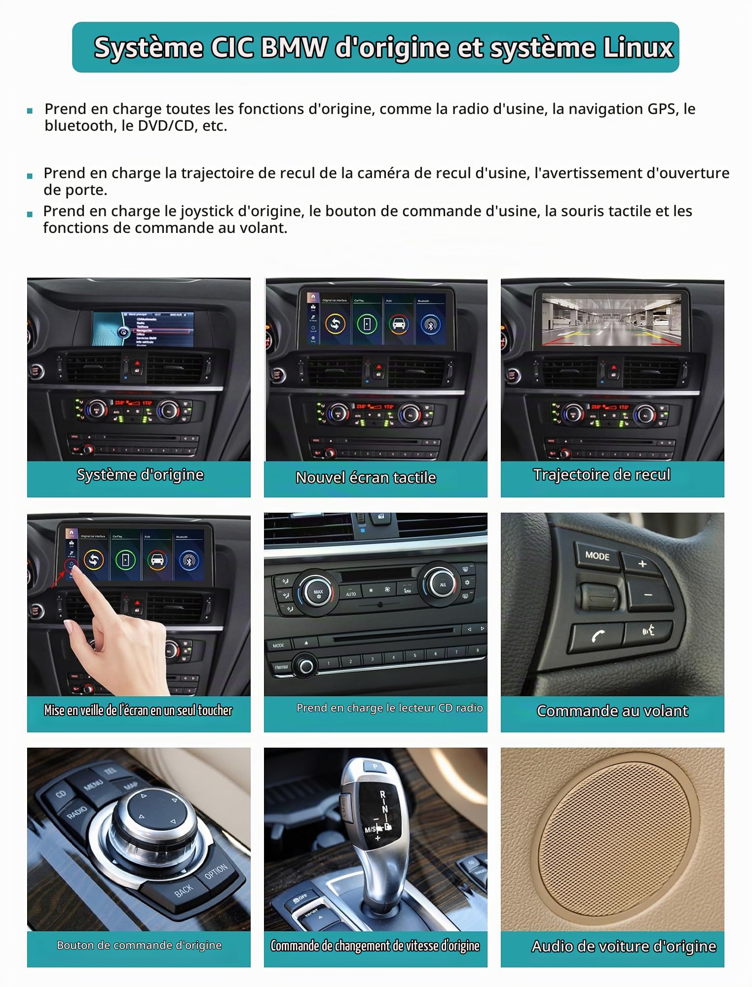 Écran Tactile d'autoradio 10,25" pour BMW X3/X4 série F25 F26 2011-2012 avec système CIC, Prise en Charge Apple CarPlay/Android Auto/Mirrorlink/Navigation, Mise à Niveau stéréo de Voiture