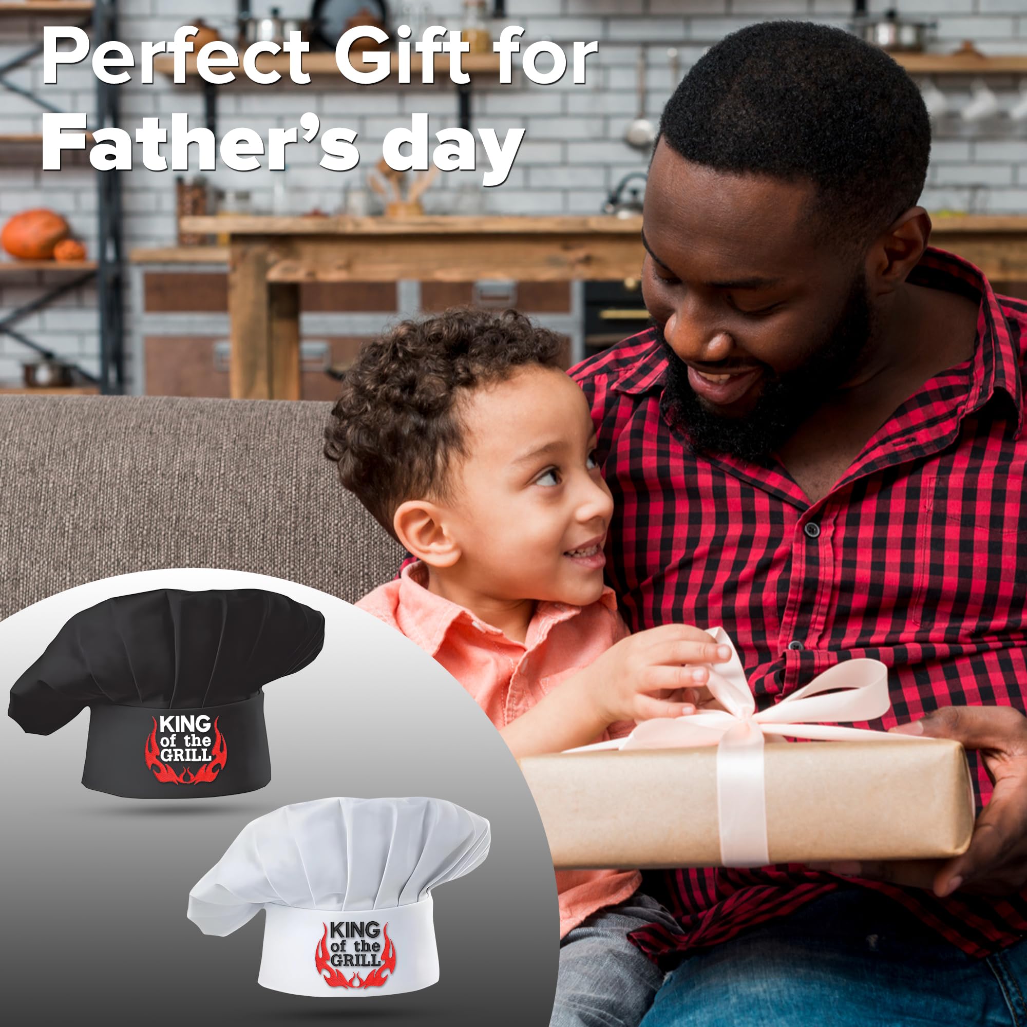 Personalized Embroidered King of The Grill Chef Hat, Adjustable Grill Accessory for Father, Dad, Kitchen BBQ Cooking Chef Hat for Men, Custom Grill Chef Hat, Ideal Gift for Father's Day & Holidays