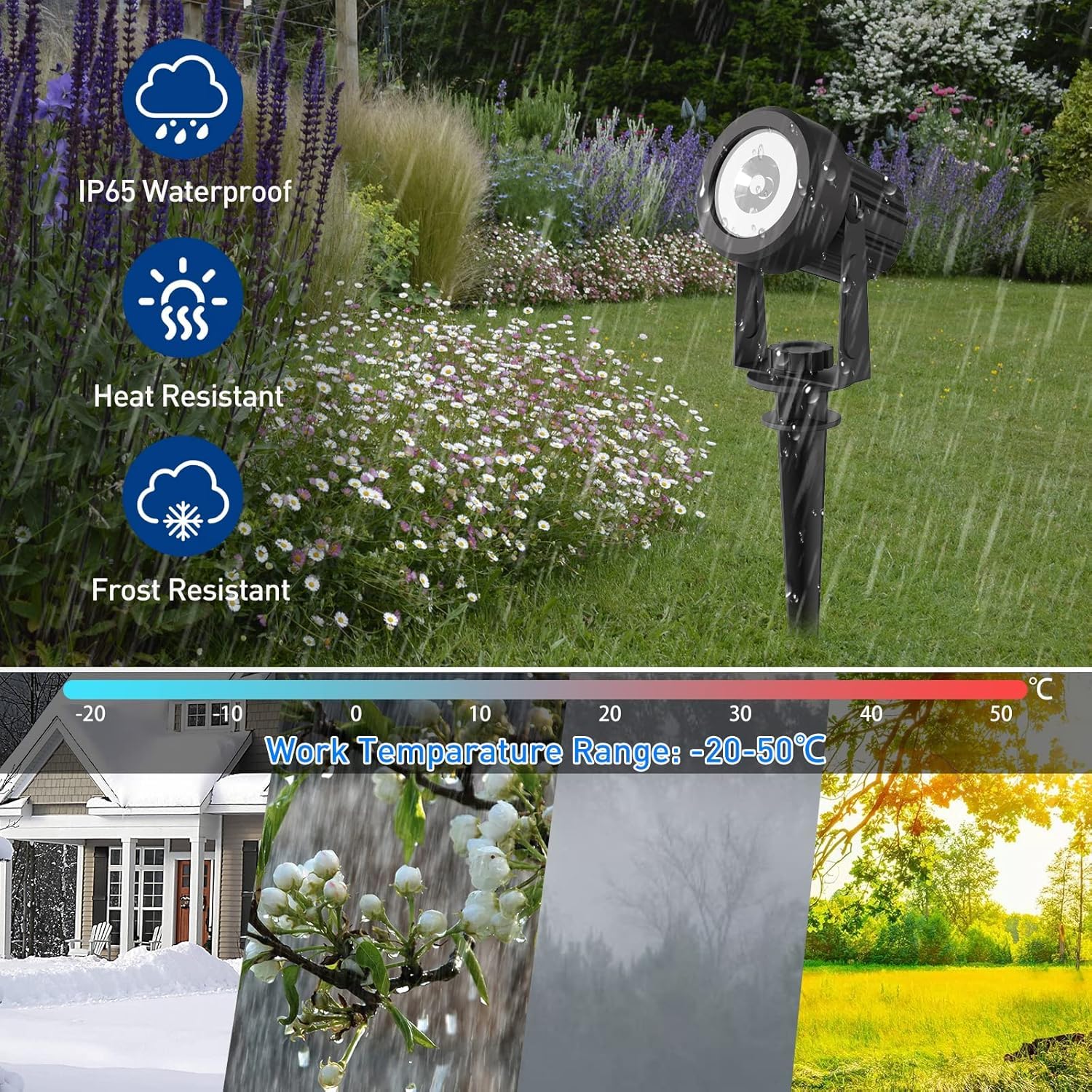 T-SUNUS Gartenstrahler Solar, Solarlampen für Außen Garten Auto ON/OFF IP65 Wasserdicht, Solarstrahler für Außen Kaltweiß 2 Helligkeitsmodi für Rasen Auffahrt Weg Baum 4 Stück