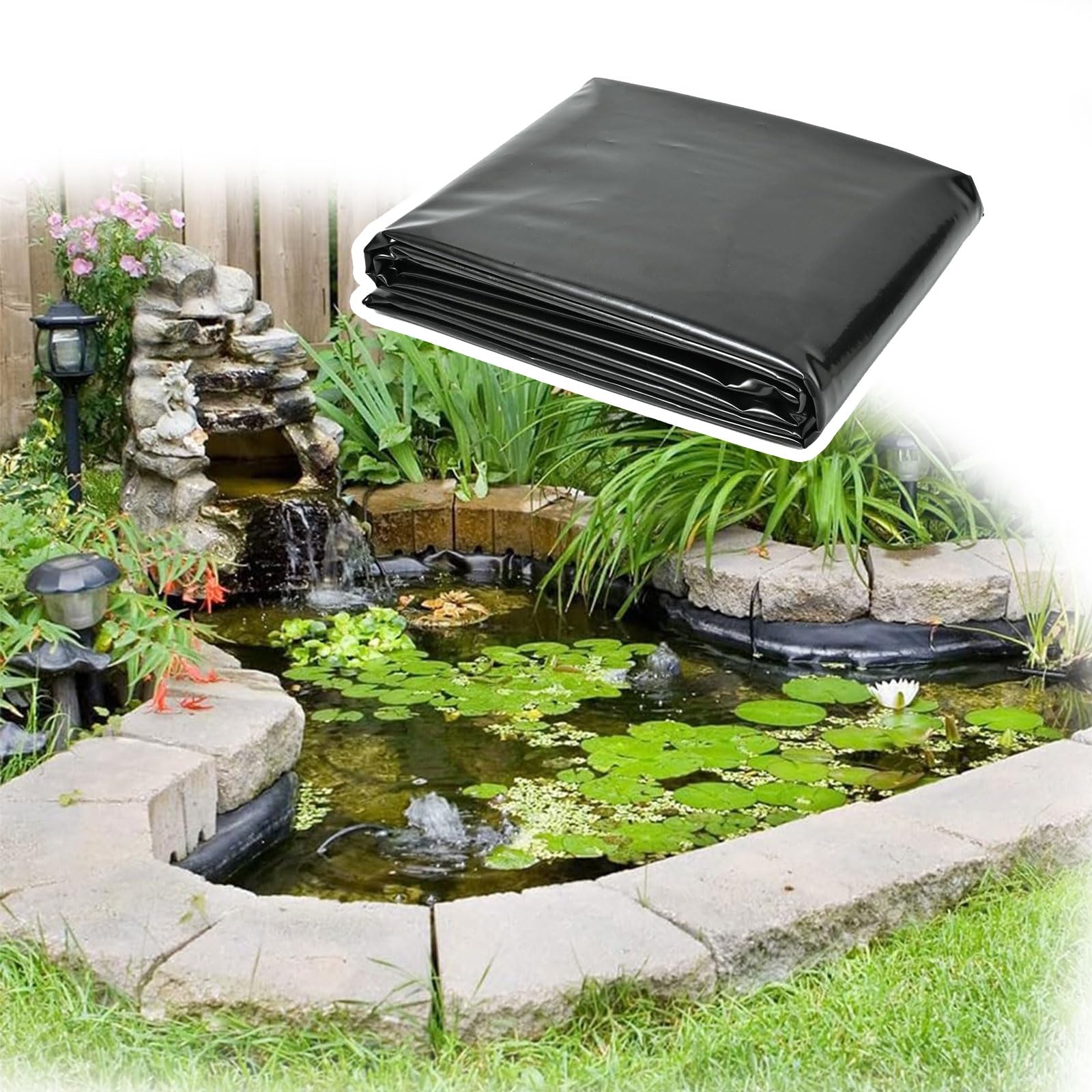 Large Fish Pond Liner 4m x 15m Tear Resistant Membrane for Gardens Pools and Landscaping Ideal for Wildlife and Decorative Ponds