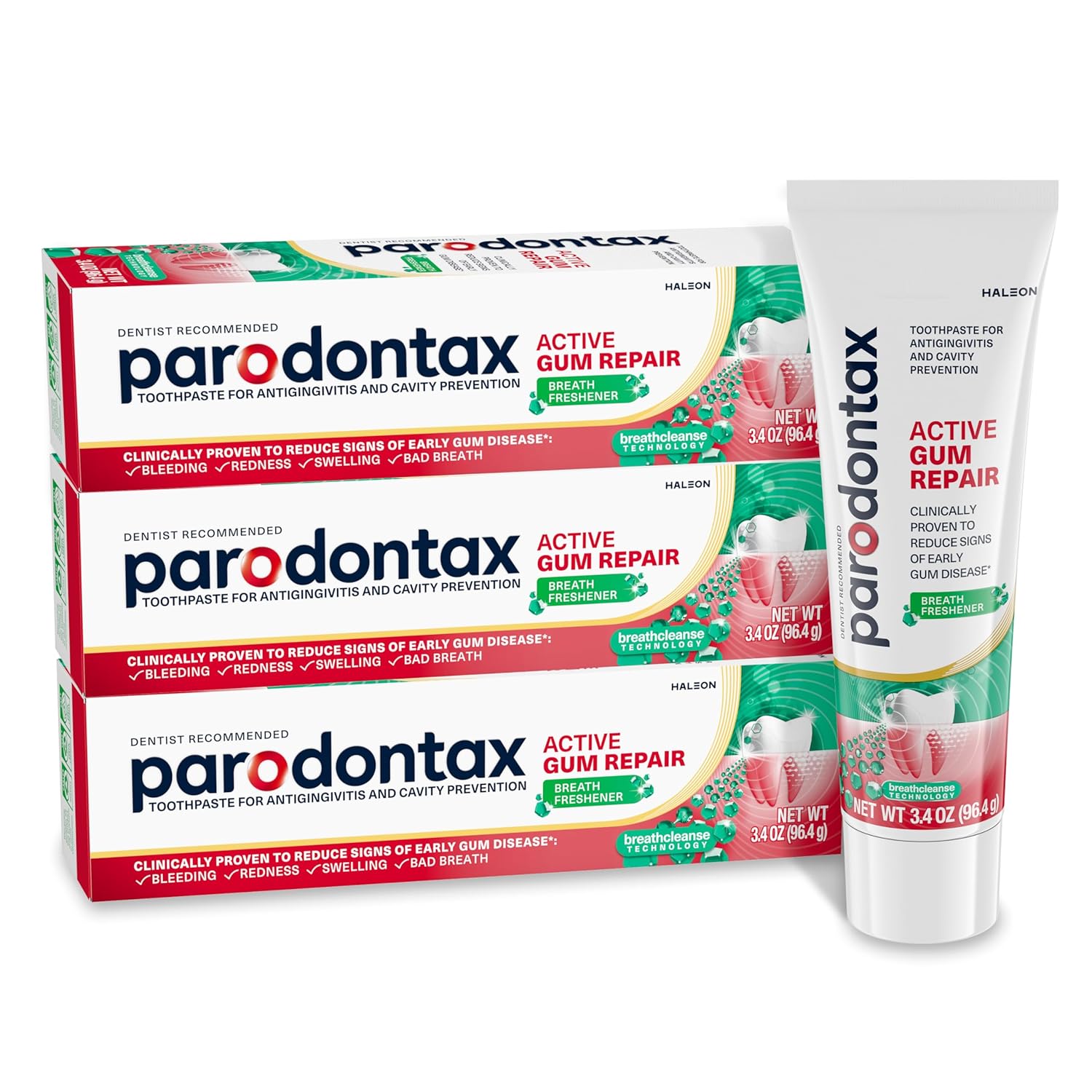 Parodontax Active Gum Repair Breath Freshener Toothpaste, 3x3.4 oz GreenCircle Certified: Certified Environmental Facts Label