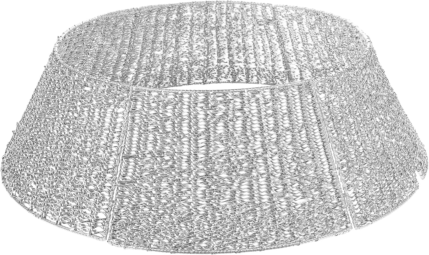 ELYKEN Silver Christmas Tree Collar, 33 Inch Large Woven Xmas Tree Skirt for Artificial Trees, Stylish Tree Basket for Tree Base Cover with Cord Cut-Out for Pencil Silm Trees Xmas Holiday Decor
