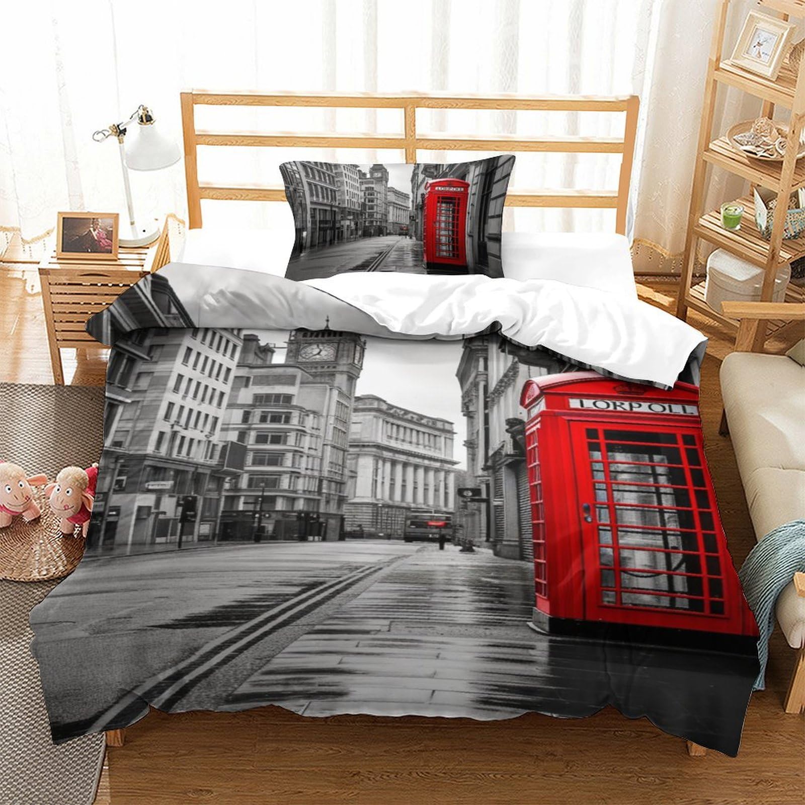 Housse de couette Londres 3D zippée facile à enfiler 135x200