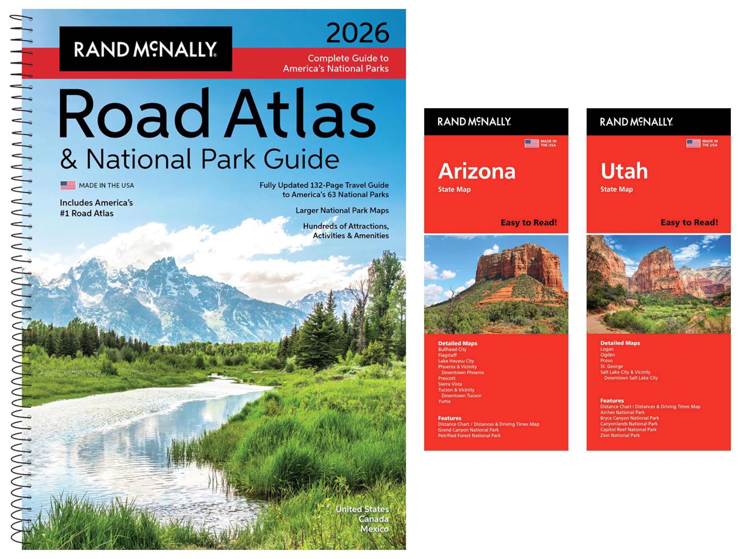 2026 Road Atlas & National Park Guide with Arizona & Utah State Maps
