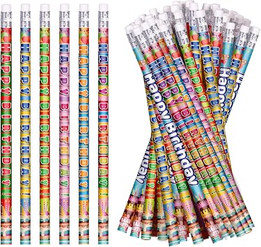 Birthday Pencils Happy Birthday Pencil for Students Birthdays Pencils for Teacher Classroom Birthdays Party Supplies, 6 Style 48