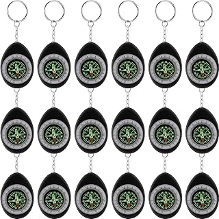 Janinka 18 Pcs Small Keychain Compass for Kids Hiking and Survival Mini Pocket Compass Bulk for Outdoor Camping Scout Party Favor