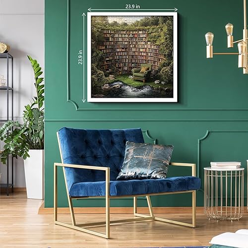 Miniatura 7 de PICKFORU Rompecabezas de biblioteca natural para adultos de 1000 piezas, rompecabezas vintage de estantería de bosque, rompecabezas de paisaje