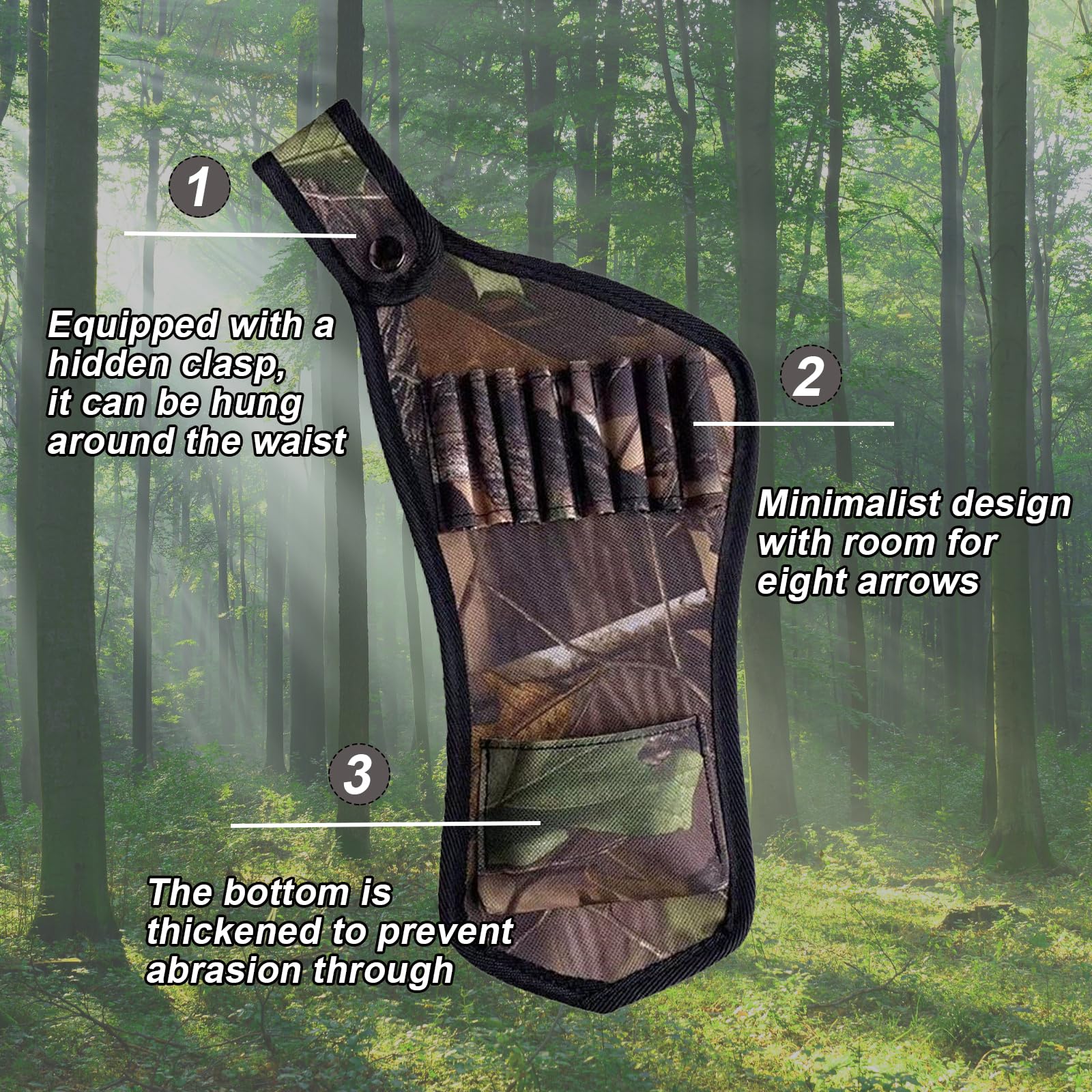 Faretra a Vite per Balestra, Porta Frecce con 8 Fori, Faretra da Vita/Fianco per Tiro con L'Arco, Supporto Resistente per Frecce da Balestra, Accessorio Essenziale per Outdoor e Caccia