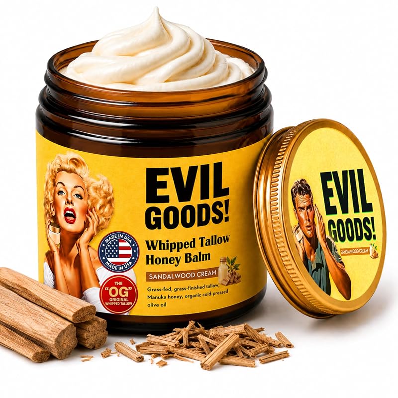 Bálsamo de sebo bovino batido com mel e sândalo EVIL GOODS, 113 g