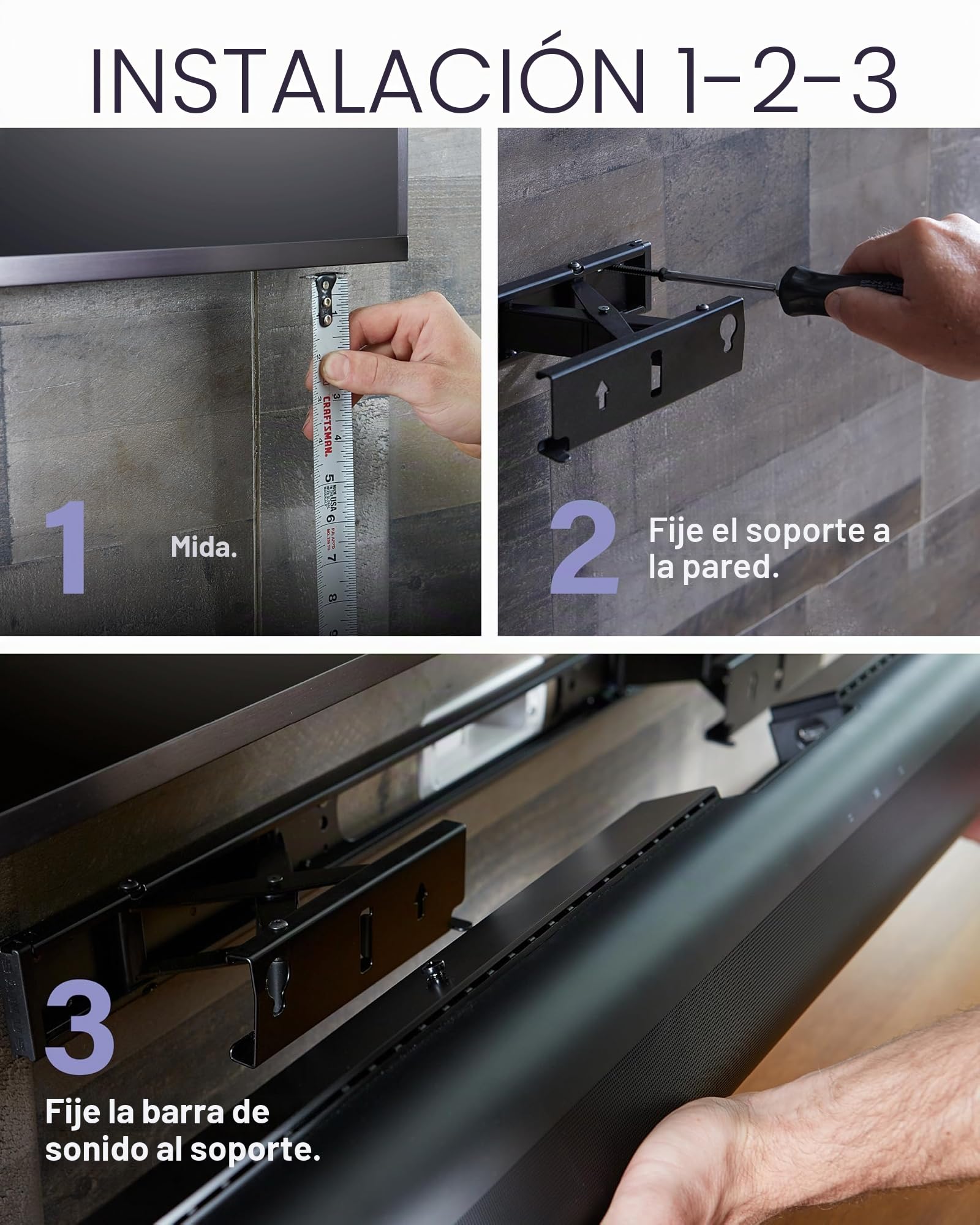 Sanus Soporte de Pared para Barra de Sonido Extensible diseñado para Barra de Sonido Sonos ARC - Diseño de Perfil bajo y Mejora de Audio para Dolby Atmos -OSSAWM1-B2